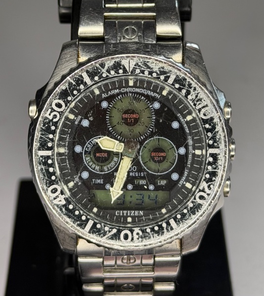 Citizen Combo 8946 - Raro relógio de pulso com cronógrafo, alarme