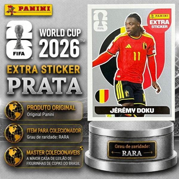 2026 - EXTRA LEGEND PRATA - JEREMY DOKU (Bélgica) - Figurinha