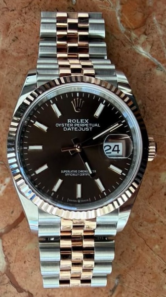 Relógio Rolex Datejust , caixa de aço 36 mm e ouro, mostrador